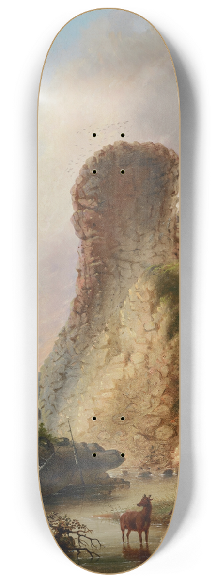 Alfred Jacob Miller - Deer by the River, Wyoming 8.25 inch art skate deck