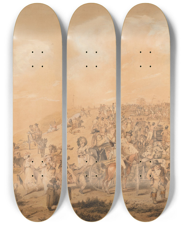 Triptych art skateboard deck of John Nixon Brighton Races by John Nixon (1760-1818)