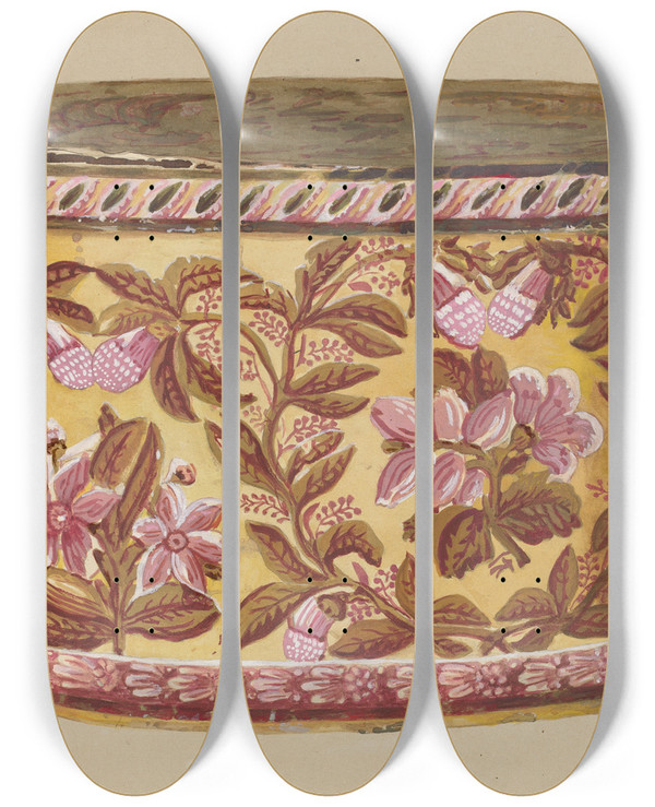 Triptych art skateboard deck of Gilbert Sackerman Bandbox_1 by Gilbert Sackerman (20-)