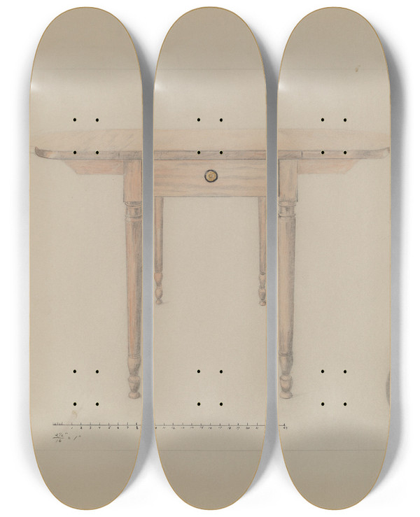Triptych art skateboard deck of Edith Magnette Sheraton Table by Edith Magnette (20-)