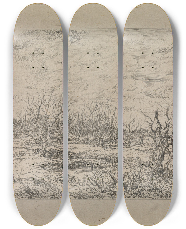 Triptych art skateboard deck of John Middleton Hellesdon Near Norwich by John Middleton (1827-1856)