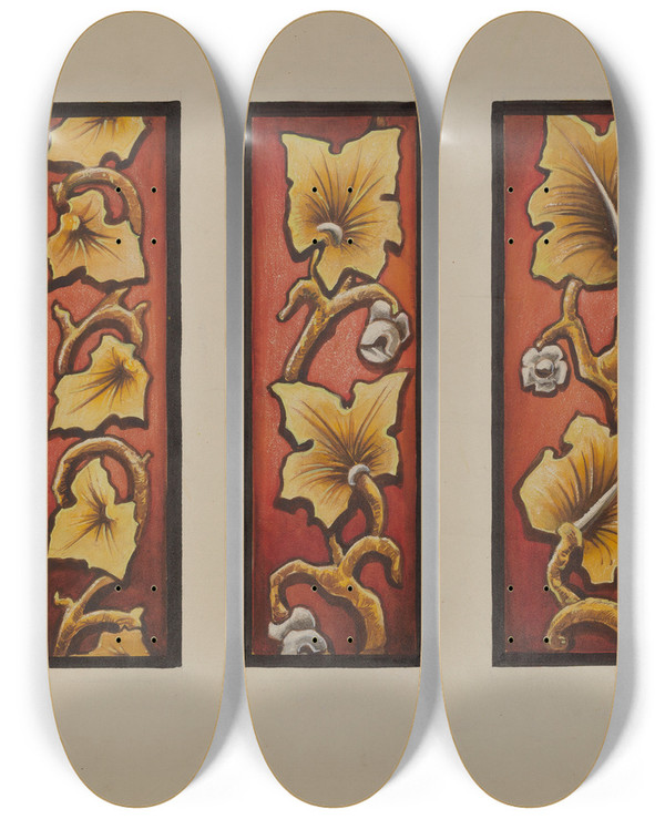 Triptych art skateboard deck of James Mclellan Painted Glass_1 by James Mclellan