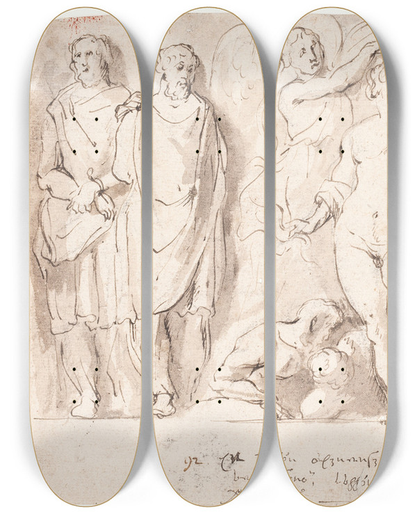 Triptych art skateboard deck of Peter Paul Rubens Alexander The Greats Triumph by Peter Paul Rubens (1577-1640)