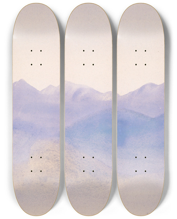 Triptych art skateboard deck of Arthur Bowen Davies Blue Mist by Arthur Bowen Davies (1862-1928)