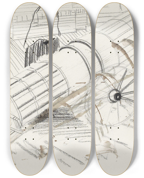 Triptych art skateboard deck of Carel Adolph Lion Cachet Kanon by Carel Adolph Lion Cachet (1864-1945)