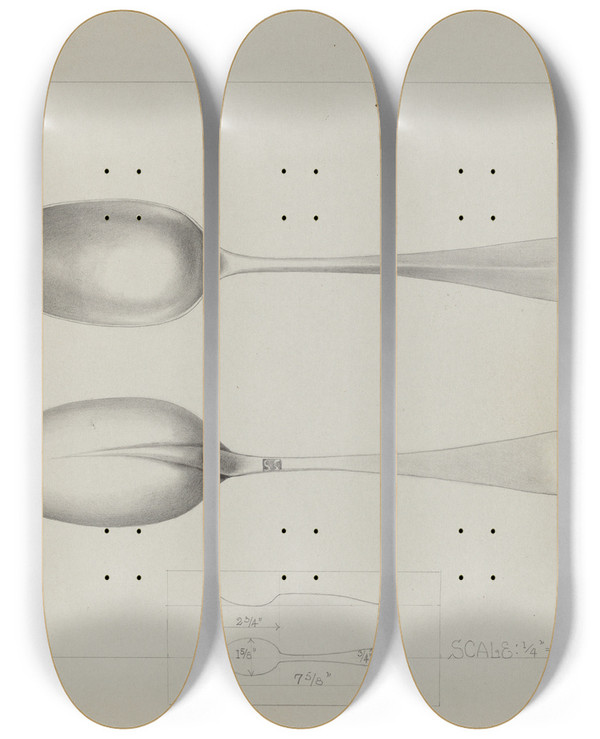 Triptych art skateboard deck of Charlotte Winter Silver Spoon_12 by Charlotte Winter (20-)