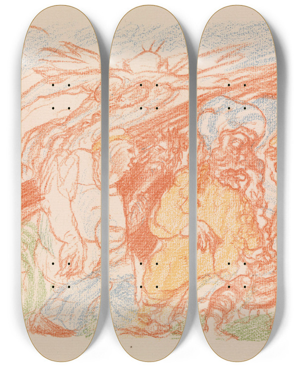 Triptych art skateboard deck of James Ensor Calvary by James Ensor (1860-1949)