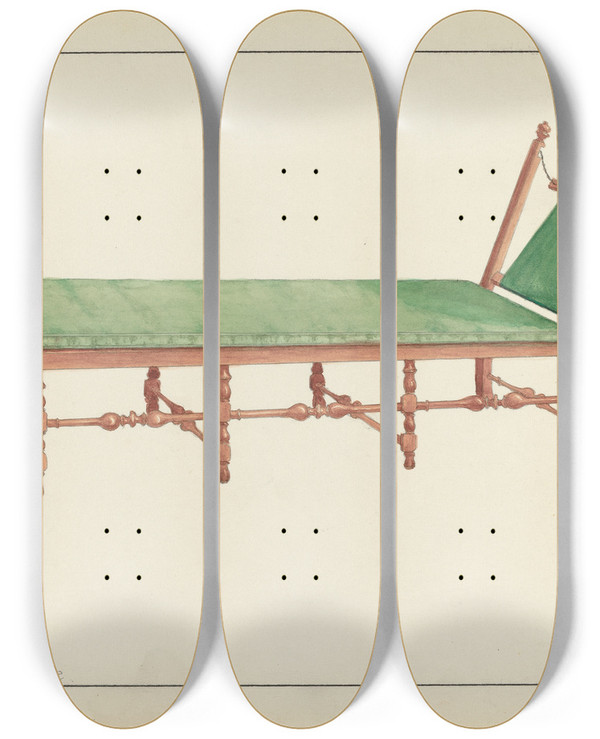 Triptych art skateboard deck of B Holstgrubbe Day Bed_1 by B. Holst-Grubbe