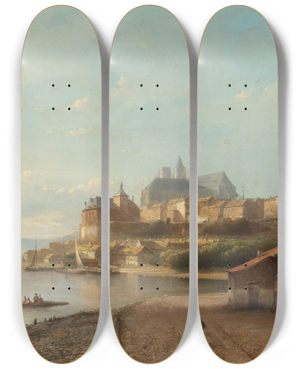 Triptych art skateboard deck of Kasparus Karsen Rhine Fantasy by Kasparus Karsen (1810-1896)