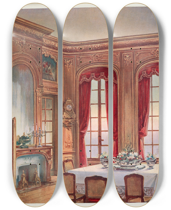 Triptych art skateboard deck of Georges Rmon Salle A Manger Louis Xiv Provenant De La Vente Lelong by Georges Remon (1889-1963)