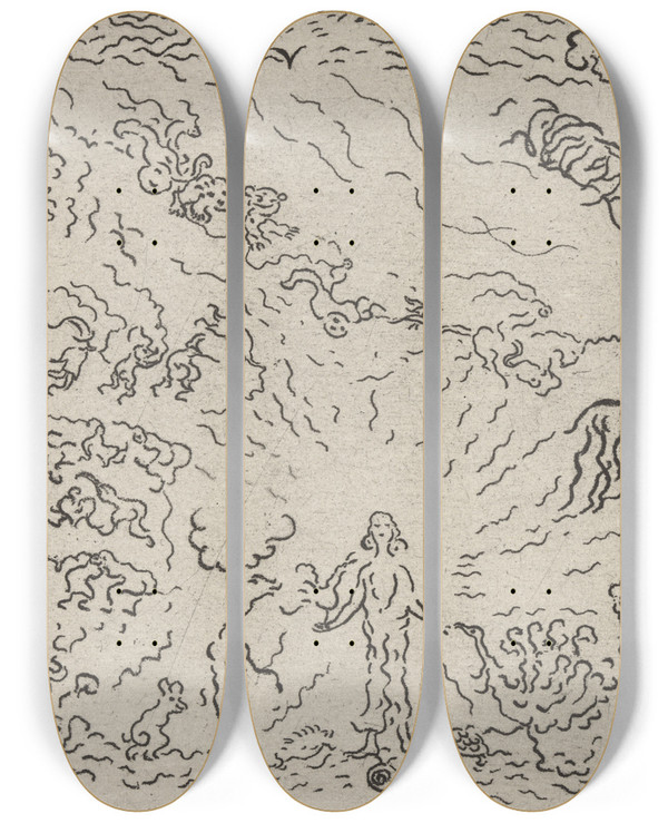 Triptych art skateboard deck of James Ensor De Molenduivel_2 by James Ensor (1860-1949)