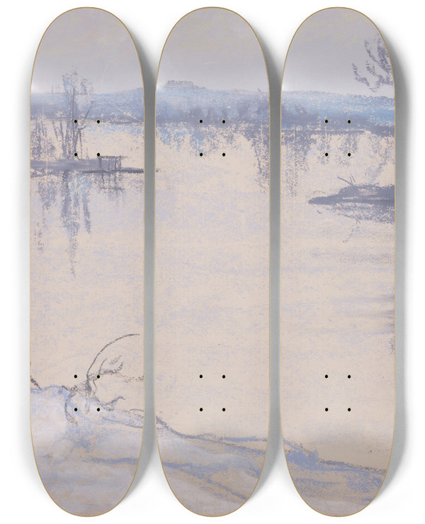 Triptych art skateboard deck of Stanisaw Wyspiaski Wisa Pod Krakowem by Stanislaw Wyspianski (1869-1907)