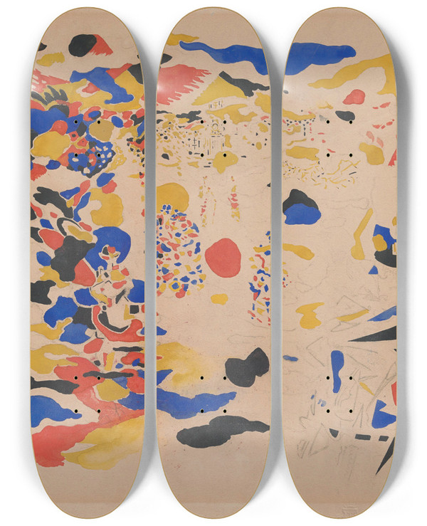 Triptych art skateboard deck of Jules Schmalzigaug Untitled by Jules Schmalzigaug (1882-1917)