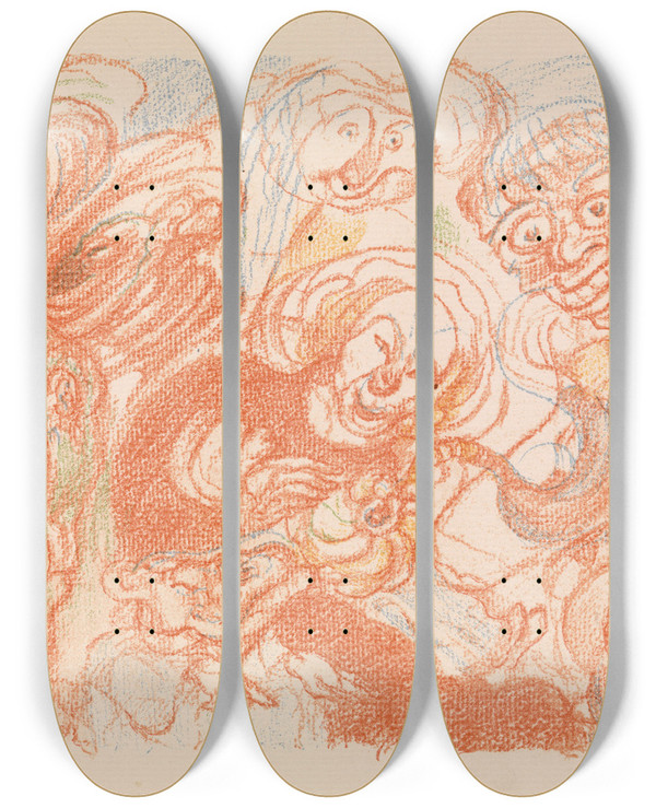 Triptych art skateboard deck of James Ensor The Holy Family by James Ensor (1860-1949)