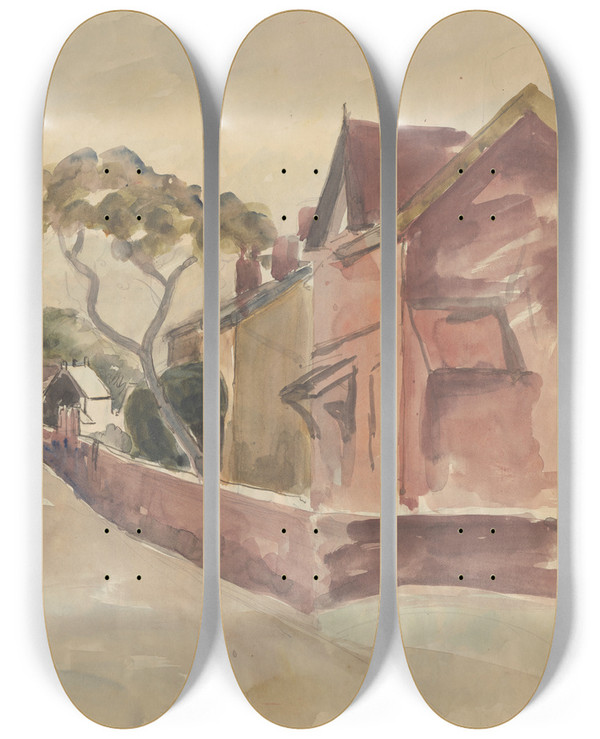 Triptych art skateboard deck of Frederick Porter Sketchbook 1 by Frederick Porter (1883-1944)