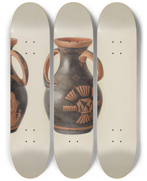 Triptych art skateboard deck of Alfred H Smith Vase by Alfred H Smith