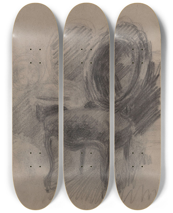 Triptych art skateboard deck of Jakob Smits Chair by Jakob Smits (1855-1928)