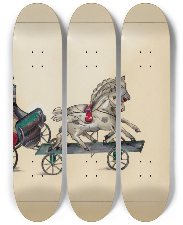 Triptych art skateboard deck of Mina Lowry Calash_1 by Mina Lowry (1894-1942)