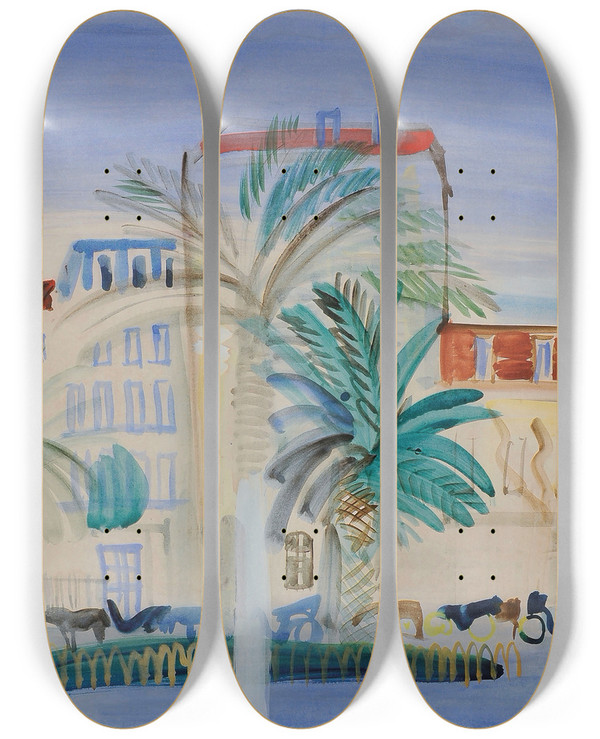 Triptych art skateboard deck of Raoul Dufy Htel Cannes by Raoul Dufy (1877-1953)