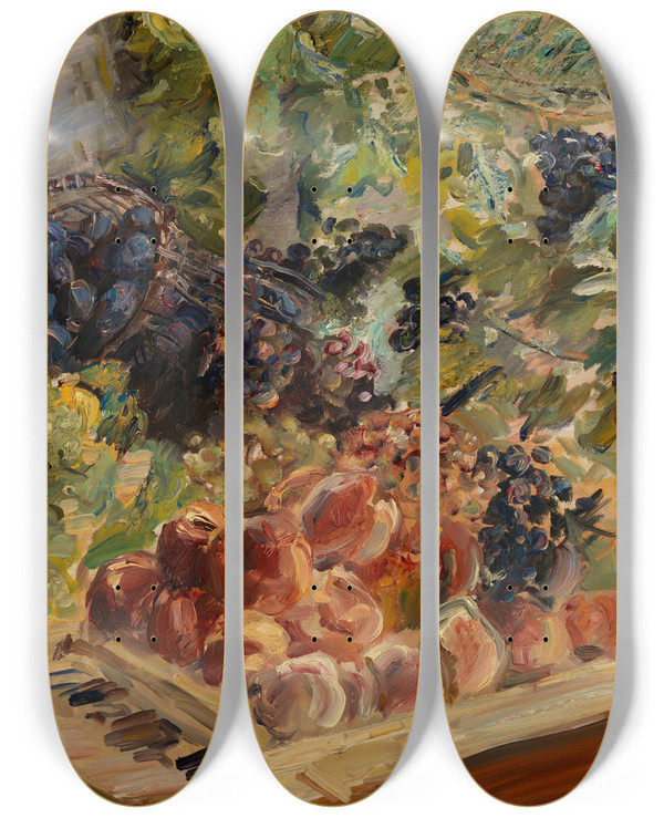 Triptych art skateboard deck of Max Slevogt Frchtestilleben by Max Slevogt (1868-1932)