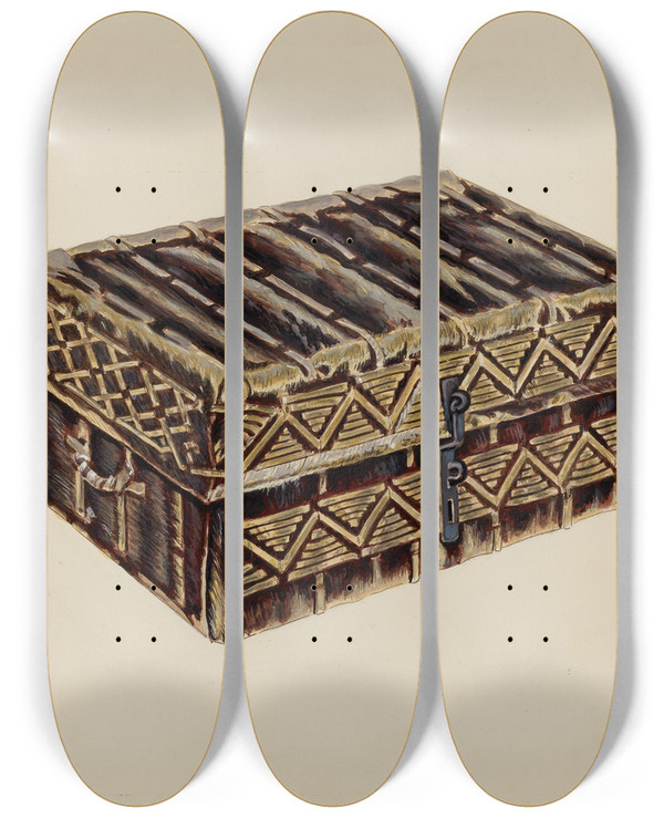 Triptych art skateboard deck of William Bos Trunk by William Bos