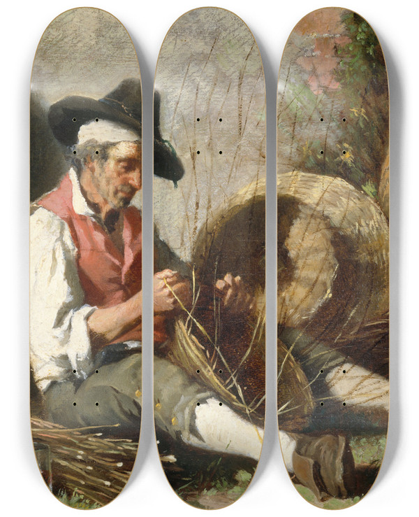 Triptych art skateboard deck of Auguste Dutuit Le Vannier by Auguste Dutuit (1807-1886)