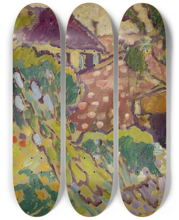 Triptych art skateboard deck of Louis Valtat Jardin De Choisel by Louis Valtat (1869-1952)