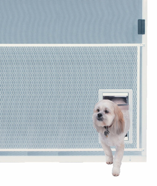 Ideal Screen Guard pet doors attach to the mesh protective guard that covers the lower half of a screen door