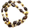 Amber necklace - polished greenish & honey random beads