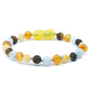 Aquamarine and RAW Multicolour Amber Bracelet