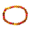 Baltic Amber Bracelet for Adults - Polished cognac mixed with red gemstone baroque
