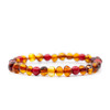 Baltic Amber Bracelet for Adults - Polished cognac mixed with red gemstone baroque