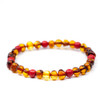 Baltic Amber Bracelet for Adults - Polished cognac mixed with red gemstone baroque