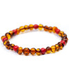 Baltic Amber Bracelet for Adults - Polished cognac mixed with red gemstone baroque