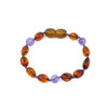 Cognac Amber Baby Ankle Bracelet Mixed With Amethyst