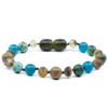 POPULAR CHOICE Grey RAW Amber Polished Bracelet Mixed With Unakite, African Turquoise and Apatite