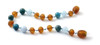 ONLY FEW LEFT Genuine Cognac Amber  Bracelet Mixed With Apatite and Aquamarine