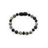 Amber Raw Cherry Bracelet Mixed With Green Lace and Labradorite