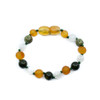 Honey Amber Raw Bracelet Mixed With Green Lace Stone and Moonstone