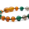 NEW - Cognac Raw Amber Bracelet With African Jade and Smokey Quartz