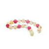Lemon amber mixed with red stripes jade anklet