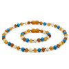 Amber Mixed With Turquoise Necklace & Bracelet Set