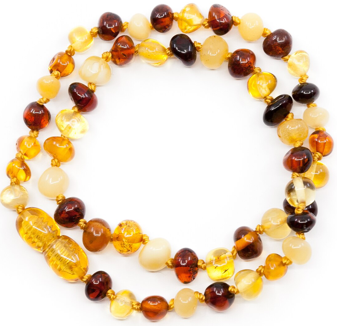 Polished multicolour amber teething 
