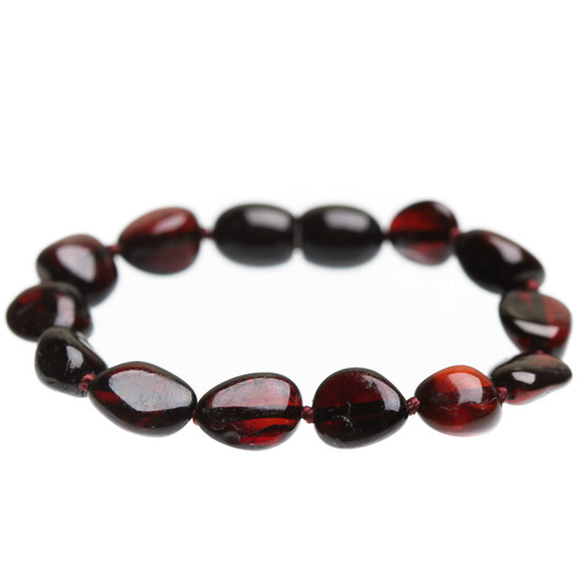 Amber bracelet / anklet - polished dark cherry beans