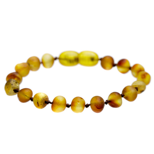 Amber anklet / bracelet - unpolished light greenish