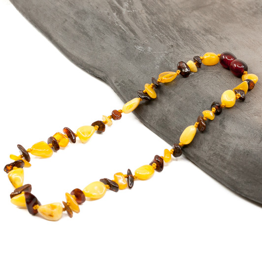 Amber necklace - polished cherry & honey chips