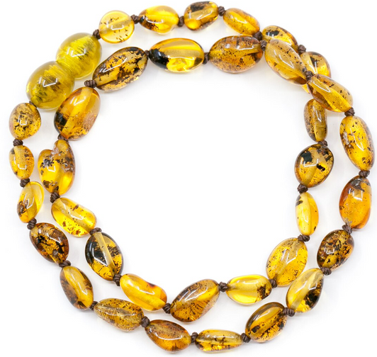 Baltic Amber necklace - polished swamp beans