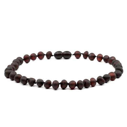 Baltic Amber Anklet - Unpolished Cherry Black Baroque