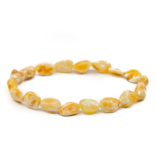 Baltic Amber Bracelet - Polished White Freeform