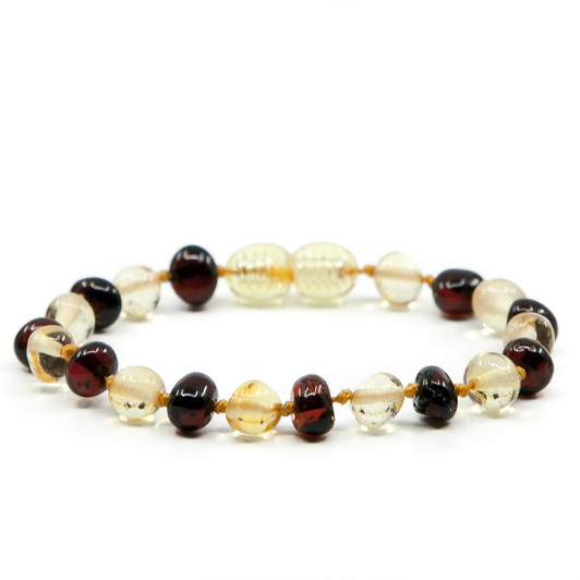 Amber bracelet / anklet - polished bicolor